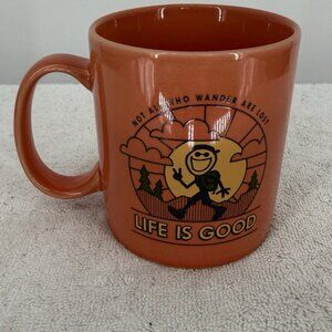 Life is Good Not All Who Wander Are Lost Dad Hiker Coral Colored Mug